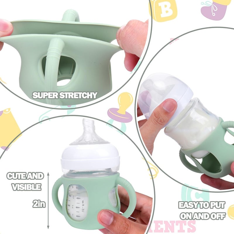BUSOHA 3 Pack Silicone Sleeves for Avent Baby Bottles - Anti Breakage Baby Bottle Holder with Handle for Avent Natural Glass Baby Bottles,Compatible with Avent Baby Bottle,4 oz - Image 4